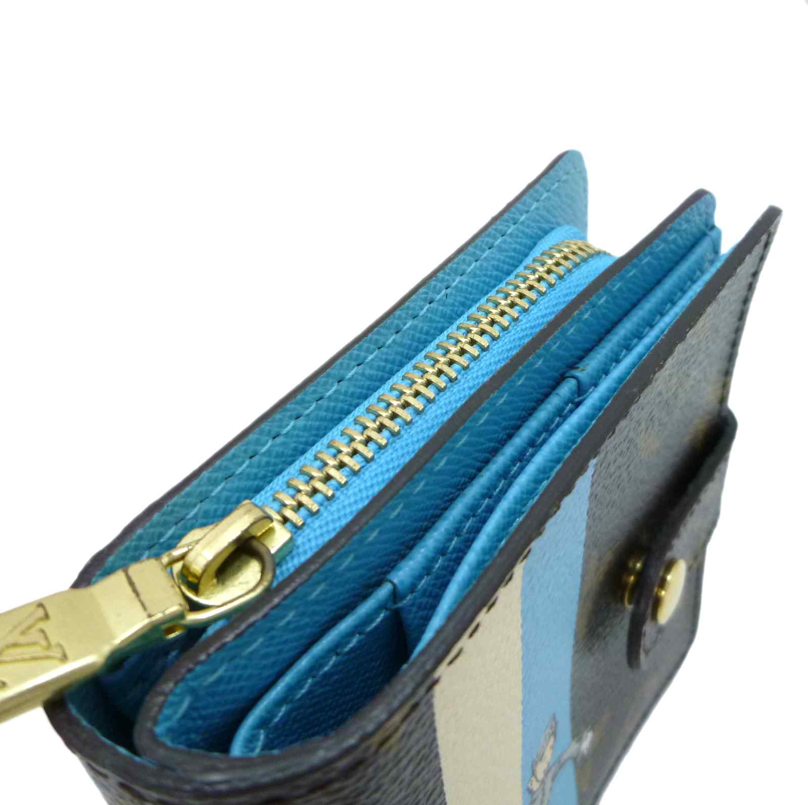 ルイヴィトン コンパクト ジップ ベルボーイ モノグラム・グルーム 二つ折り 財布 M60036 ブルー キャンバス